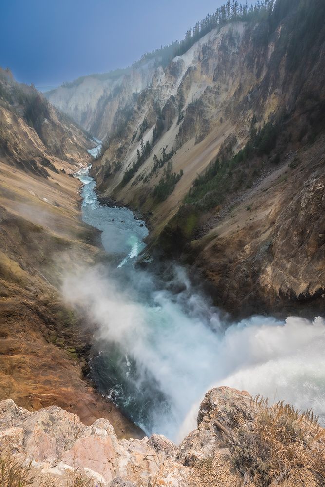 The cascading waterfall on Yellowstone River. art print by Larry Richardson for $57.95 CAD