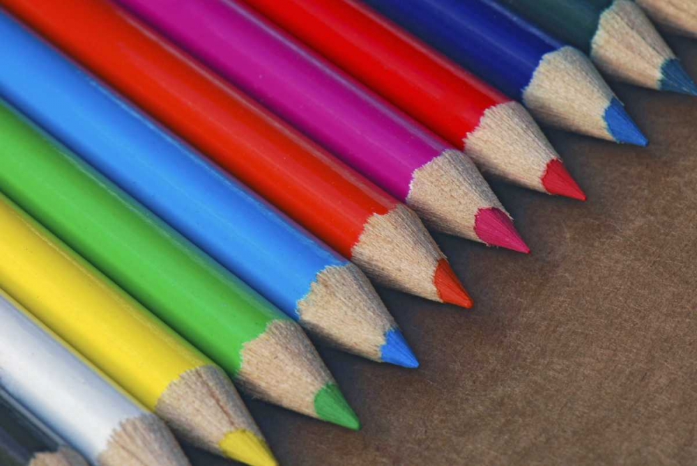 USA, Row of multicolored pencils on paper art print by Steve Terrill for $57.95 CAD