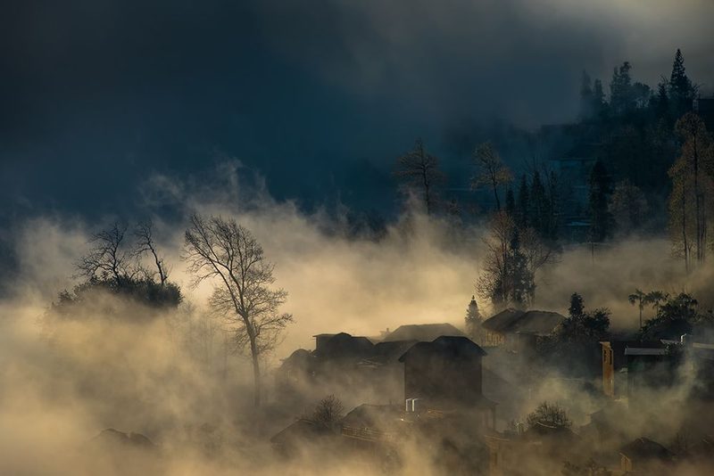 Misty Village art print by C. Mei for $57.95 CAD