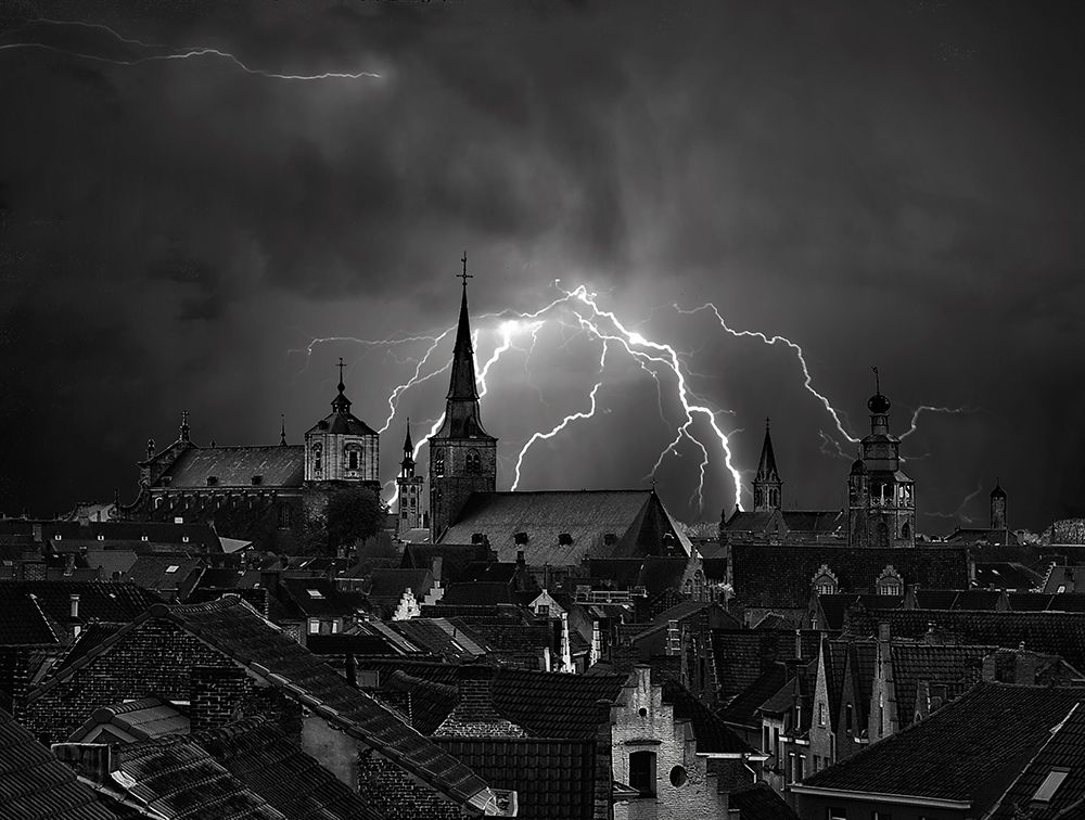 Chaos in the sky of Bruges art print by Yvette Depaepe for $57.95 CAD