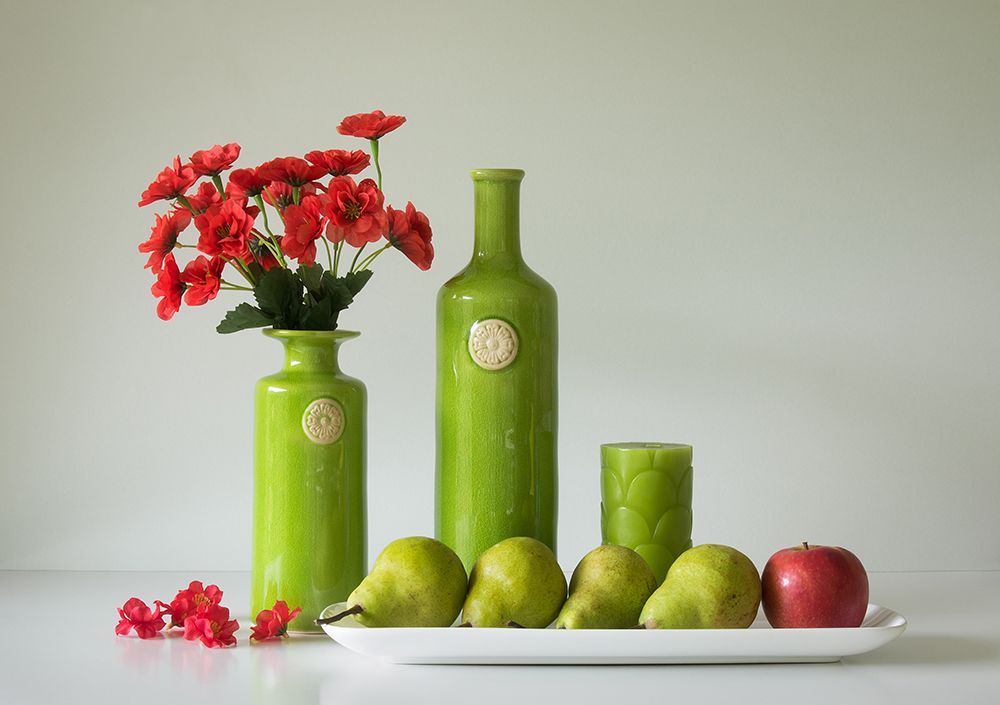 Red And Green With Apple And Pears art print by Jacqueline Hammer for $57.95 CAD
