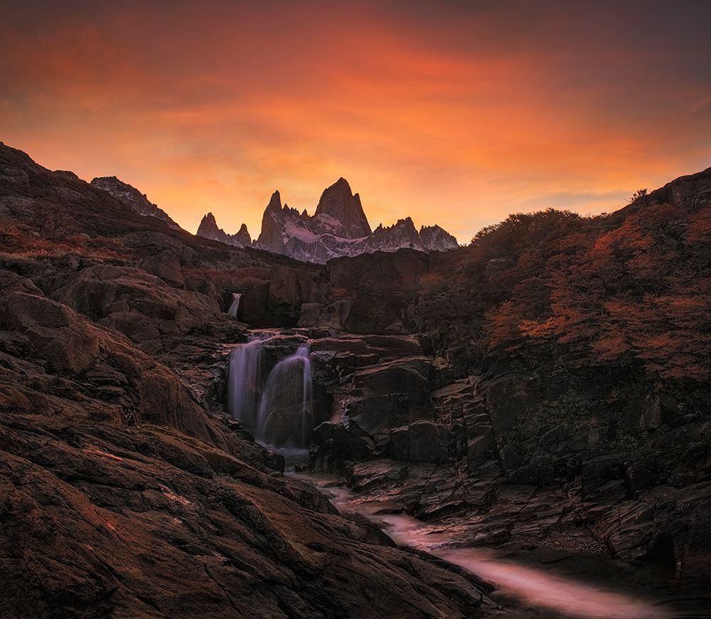 Waterfall Sunset art print by Yan Zhang for $57.95 CAD