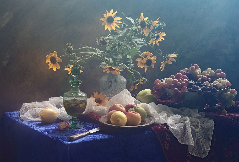 Still Life in yellow-blue tones art print by UstinaGreen for $57.95 CAD