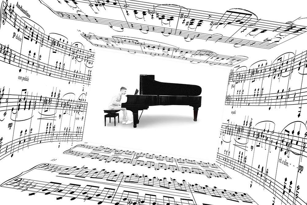 piano player art print by Marcin Michalowski for $57.95 CAD