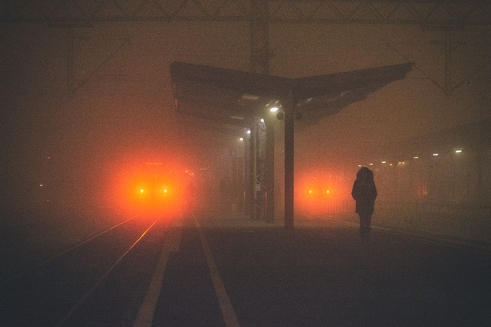 On the platform or at the subway station art print by Matija Posavec for $57.95 CAD