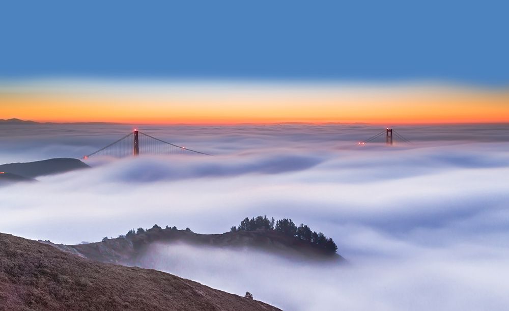 The Golden Gate Bridge In The Fog art print by Jenny Qiu for $57.95 CAD
