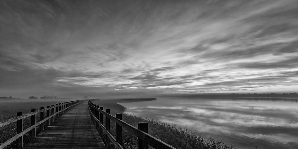 The long wooden footbridge. Dark version. art print by Leif Londal for $57.95 CAD