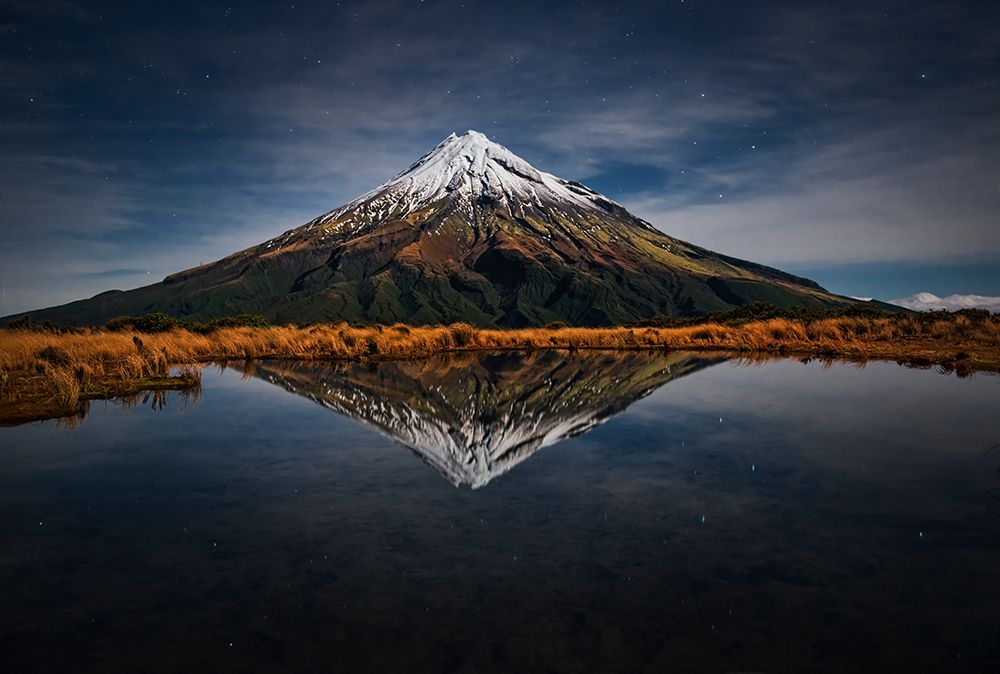 Mount Taranaki - A Starry Night art print by Yan Zhang for $57.95 CAD