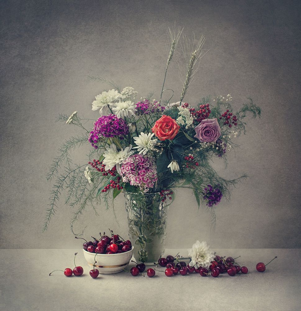 Flowers and cherries art print by Dimitar Lazarov for $57.95 CAD