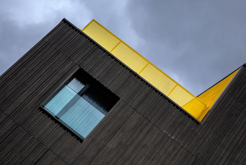 The yellow balcony art print by Jef Van den for $57.95 CAD