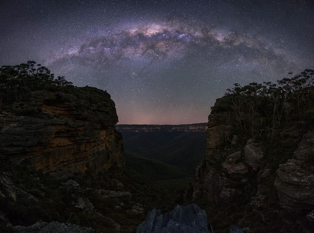 Night Sky Over Blue Mountains art print by Yan Zhang for $57.95 CAD