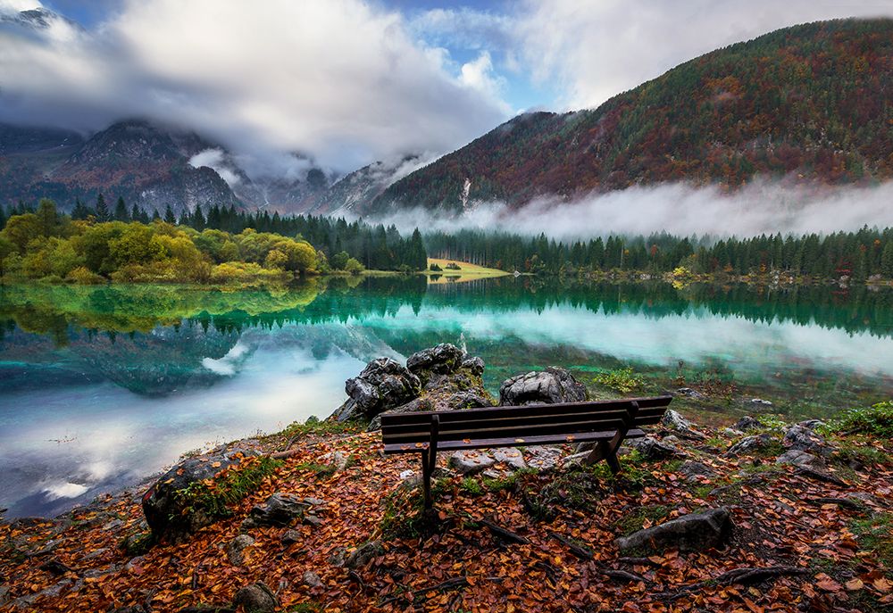 Bench By The Lake art print by Ales Krivec for $57.95 CAD