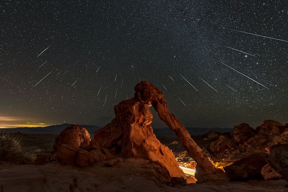 Geminid Meteor Shower Above The Elephant Rock art print by Hua Zhu for $57.95 CAD