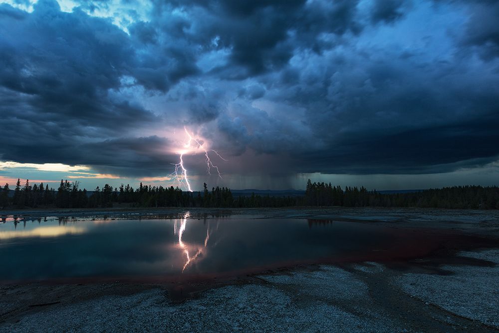 Lightning Above Turquoise Pool art print by Annie Fu for $57.95 CAD