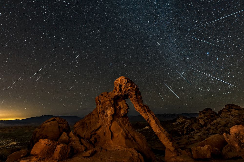 Geminid Meteor Shower Above The Elephant Rock art print by Hua Zhu for $57.95 CAD