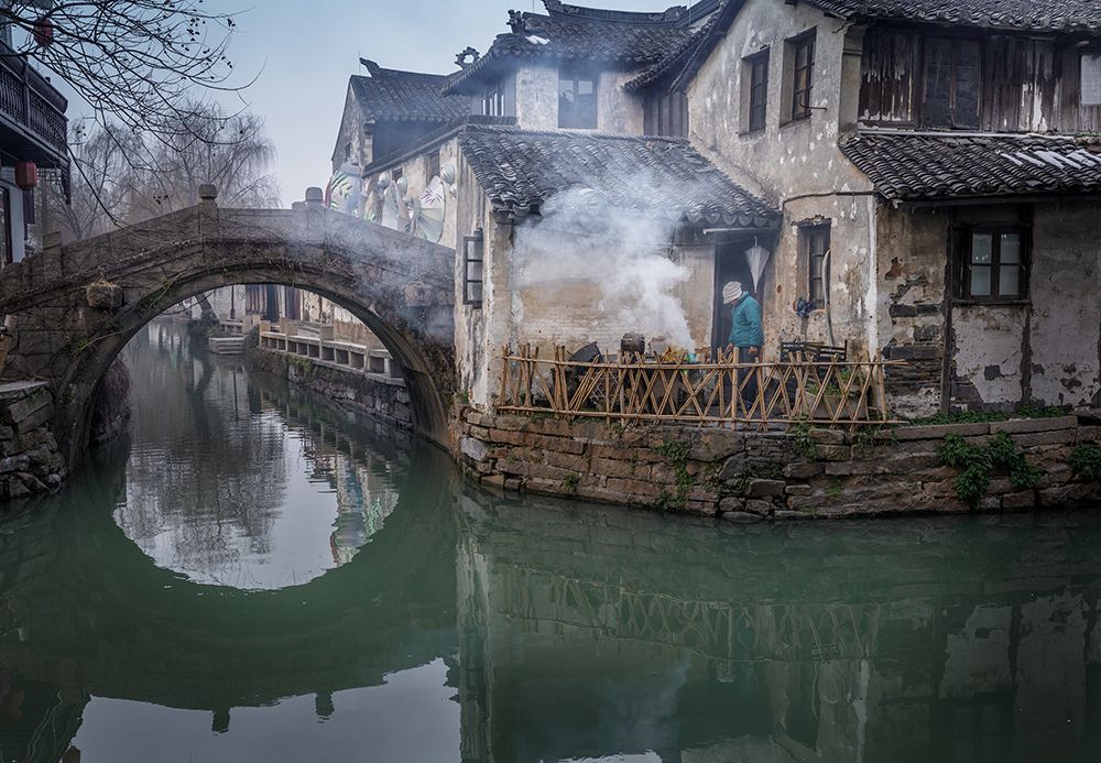 Smoky Village Canal Bridge art print by Yi Jiang for $57.95 CAD