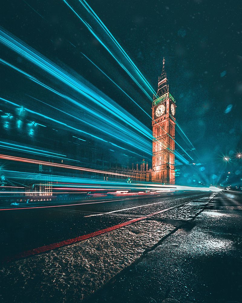 Big Ben Night Trails art print by David George for $57.95 CAD