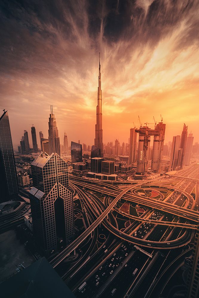 Dubais Fiery Sunset art print by David George for $57.95 CAD