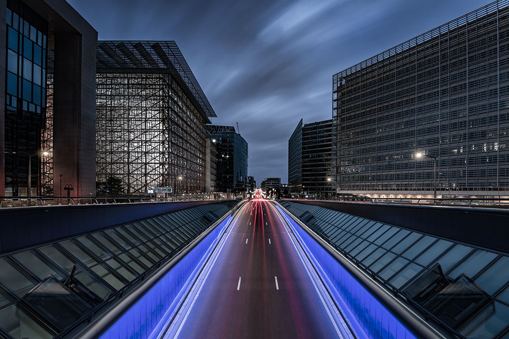 Into Brussels By Night art print by Dirk Lecluse for $57.95 CAD