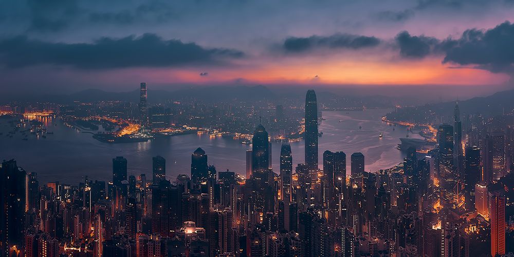 Sunrising Hong Kong art print by Javier De La for $57.95 CAD