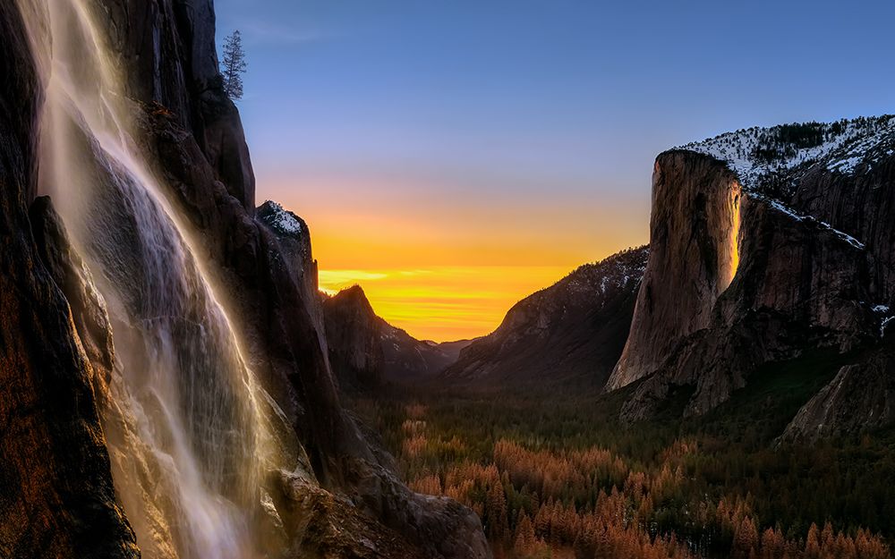 Double Waterfalls art print by Hua Zhu for $57.95 CAD