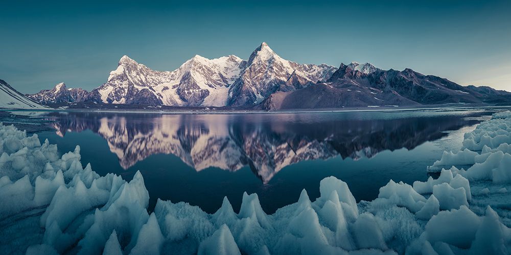 Icy Mountain Reflections art print by Qiye for $57.95 CAD