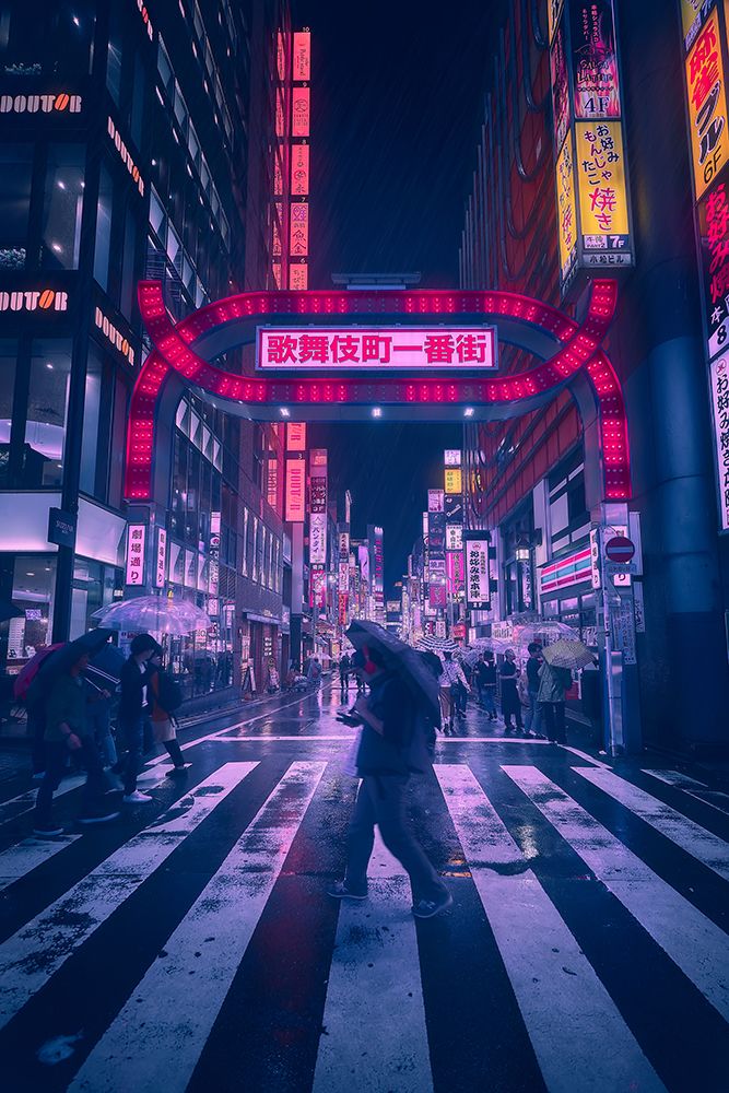 Tokyo Blue Rain art print by Javier De La for $57.95 CAD