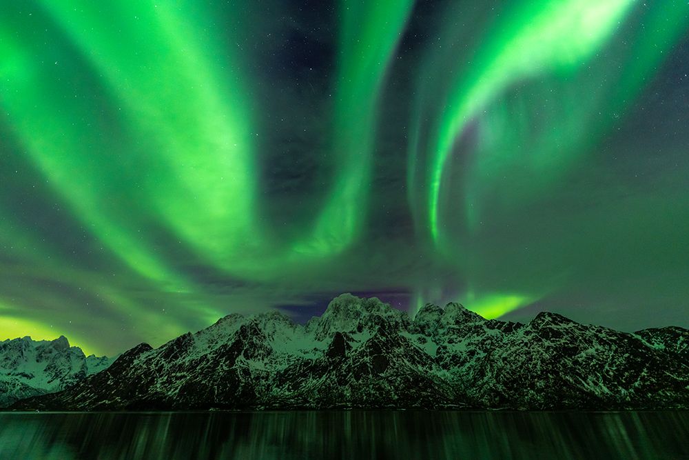 Lofoten Aurora Mountains art print by Bjoern Alicke for $57.95 CAD