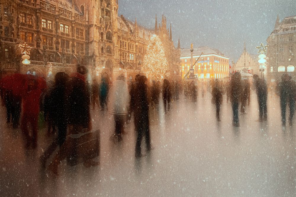 Christmas shopping art print by Roswitha Schleicher-Schwarz for $57.95 CAD
