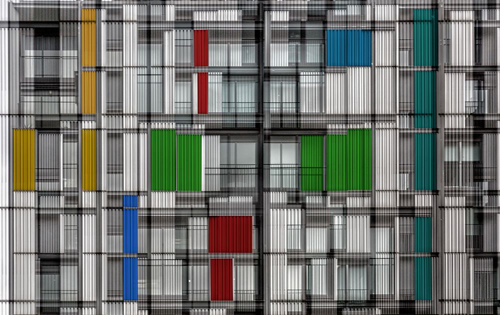 facade of colored tubes art print by Jois Domont for $57.95 CAD
