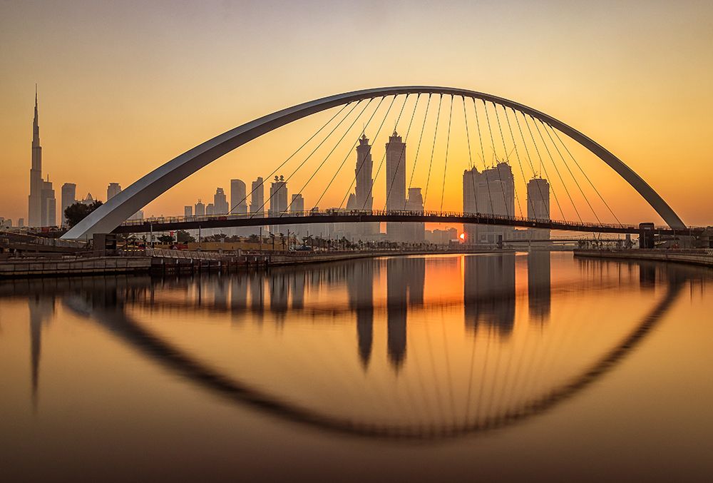 Sunrise At The Dubai Water Canal art print by Mohammed Shamaa for $57.95 CAD