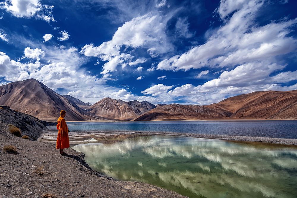 Monk at Pangong Tso Lake art print by Saurabh Sirohiya for $57.95 CAD