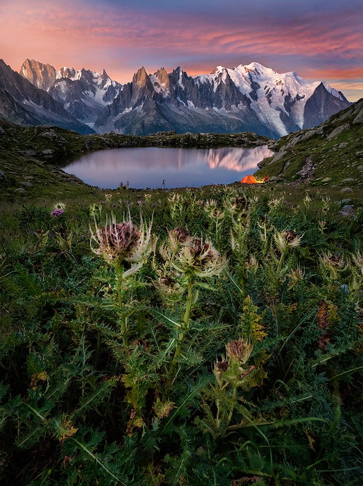 Alpine Lake Sunrise Camp art print by Perez and Alvaro for $57.95 CAD