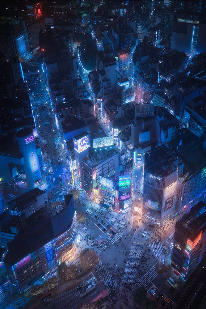 Flying Shibuya art print by Javier De La for $57.95 CAD