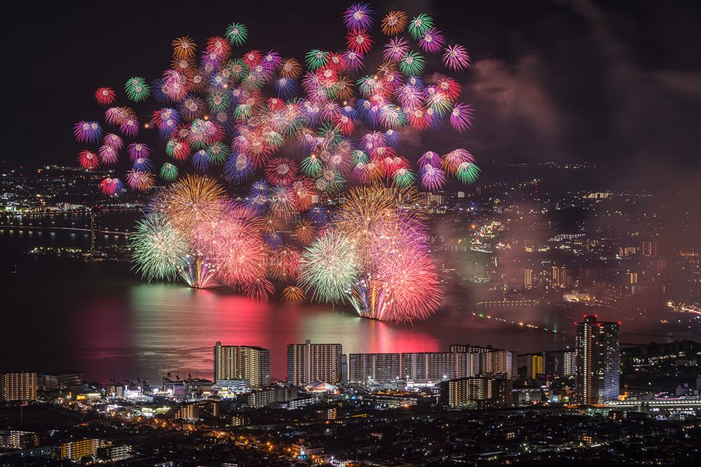 Lake Biwa Fireworks art print by Tatsuki Ito for $57.95 CAD