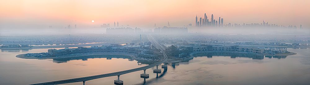City in the morning mist art print by John J. Chen for $57.95 CAD