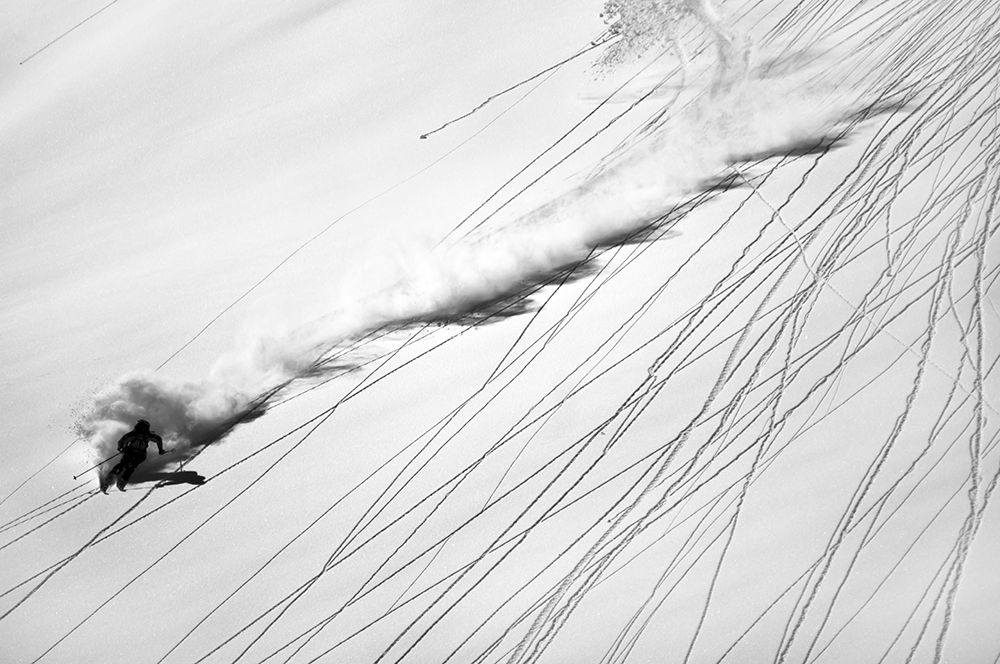 Skiing Powder art print by Lorenzo Rieg for $57.95 CAD