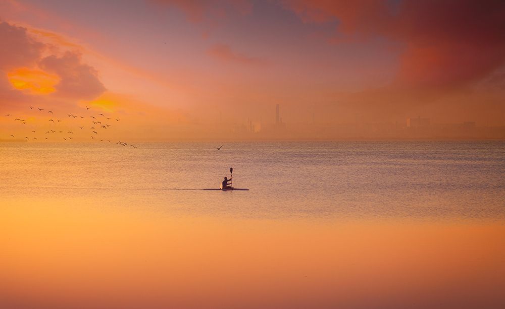 Albufera Kayaking At Sunset 7D17 art print by joanaduenas for $57.95 CAD