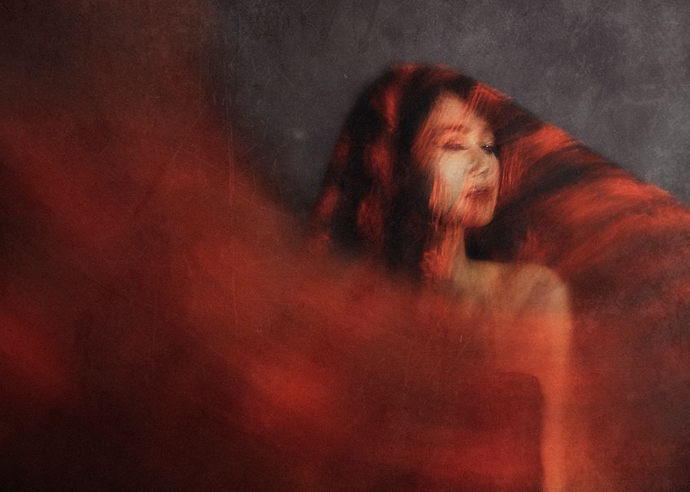 red shawl circle art print by Djayent Abdillah for $57.95 CAD