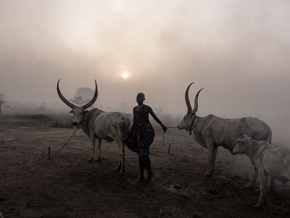 Sunset at Toch Manga mundari camp, South Sudan-3056 art print by Elena Molina for $57.95 CAD