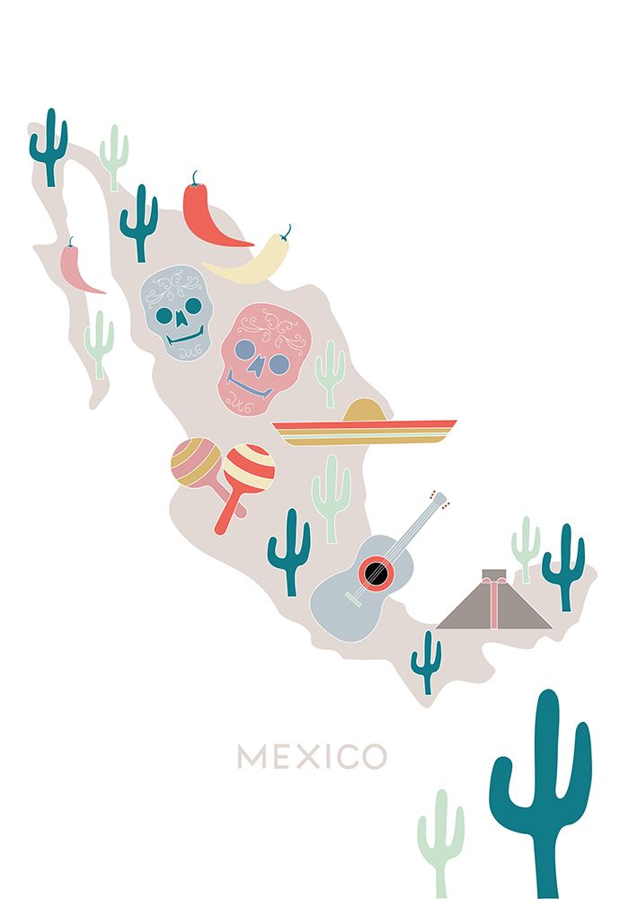 Mexico Map No 1 art print by 1x Studio II for $57.95 CAD