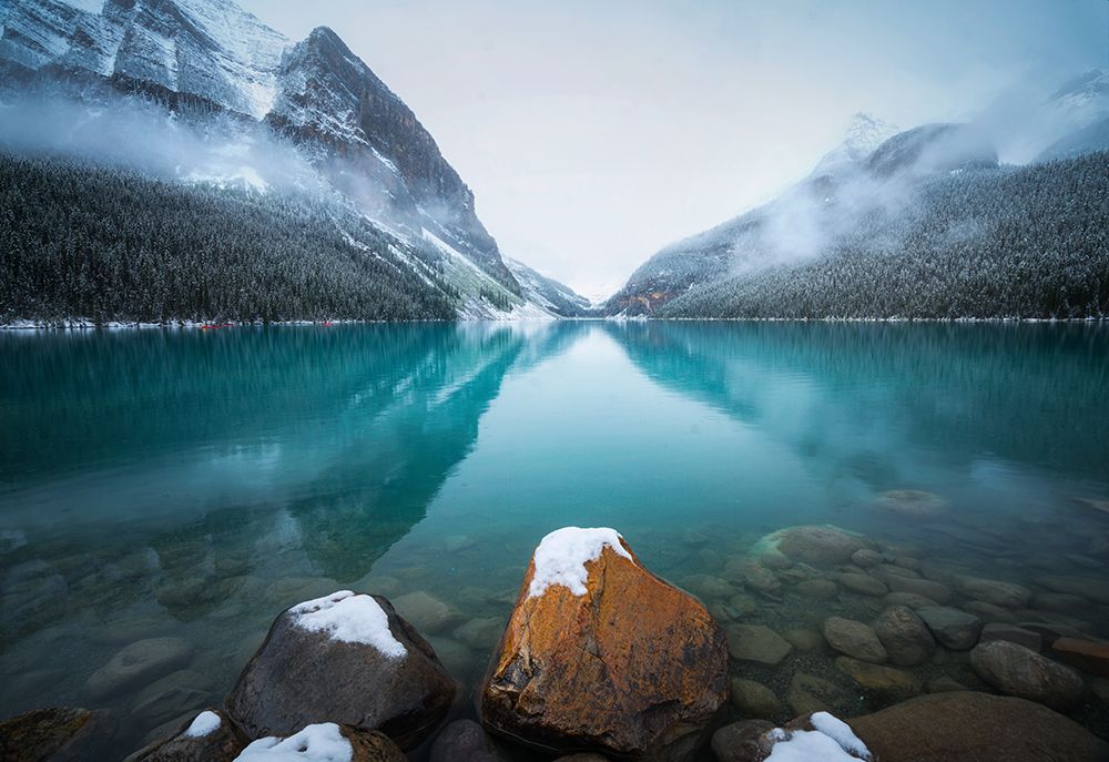 Foggy Lake Louise art print by Yongnan Li for $57.95 CAD