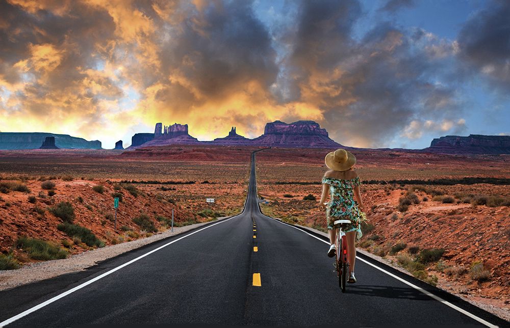 far west cycling art print by Pierre Bacus for $57.95 CAD