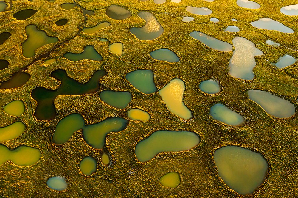 Aerial Abstract Of Small Lakes art print by James Bian for $57.95 CAD