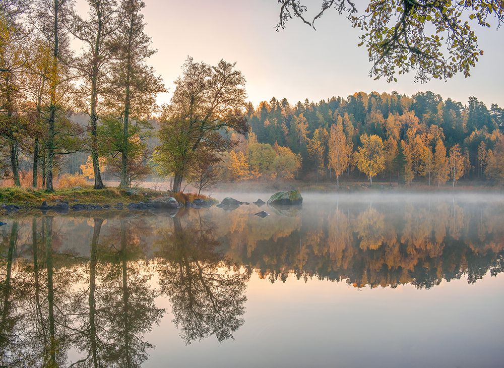 Calm autumn lake art print by Christian Lindsten for $57.95 CAD