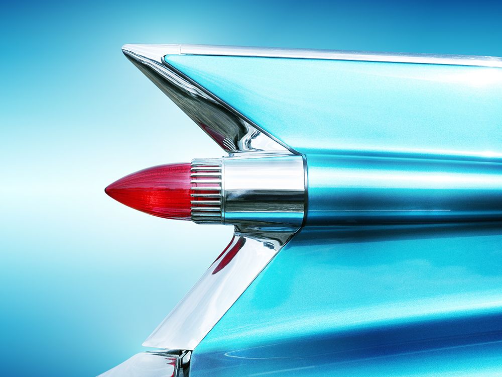 US classic car 1959 Sedan Deville tail fin abstract art print by Beate Gube for $57.95 CAD