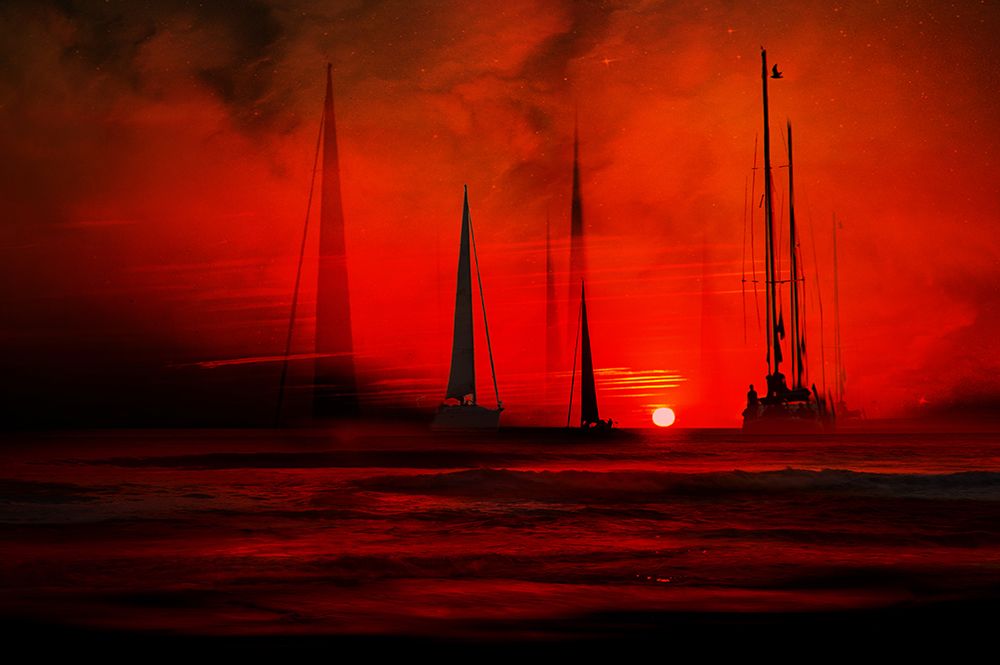Sailboats art print by Natalia for $57.95 CAD