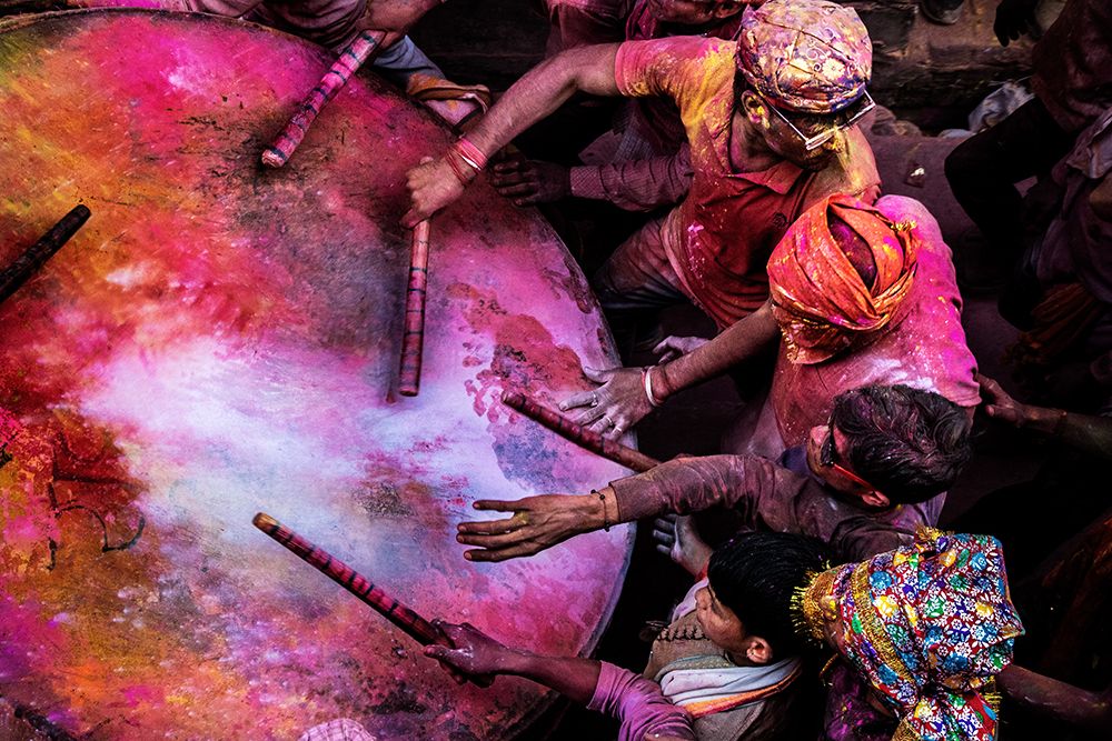 Holi Drummers In Barsana art print by Ajit Rana for $57.95 CAD