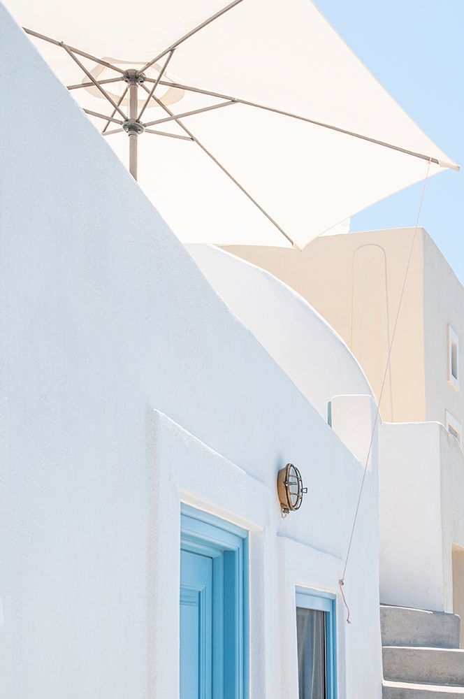Sunshade And Blue Doors art print by Linda Wride for $57.95 CAD