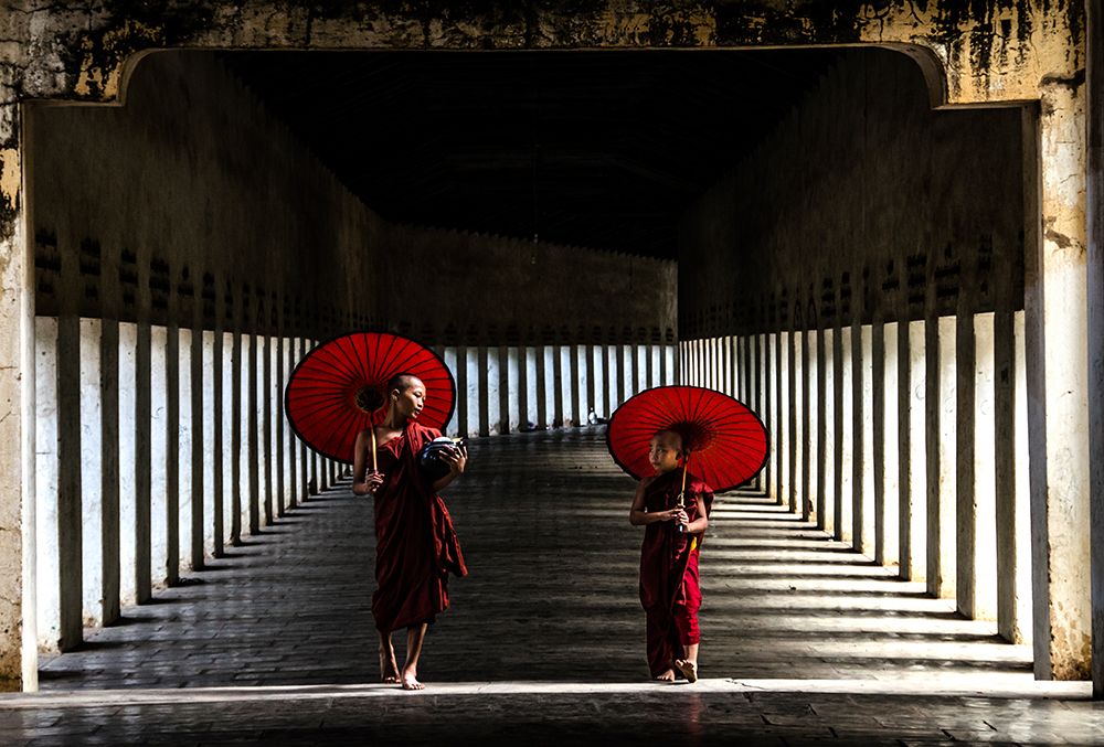 Two Monks Walking Home art print by Ajit Rana for $57.95 CAD